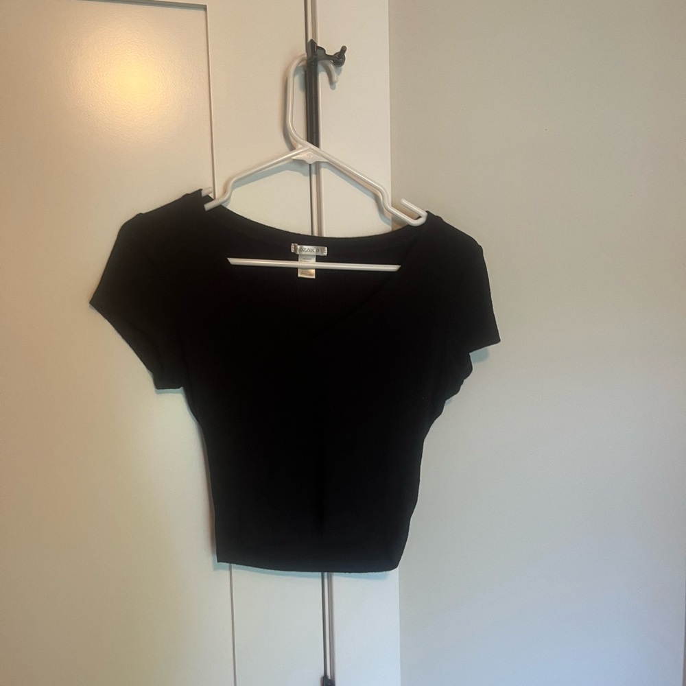 Black V-Neck Women's Top